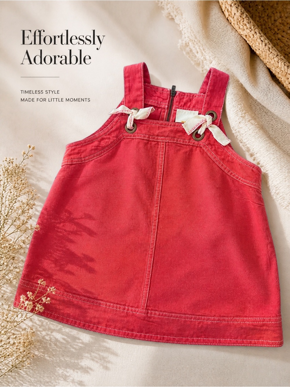 Maeve Coral Pinafore Shirt with Tie-Strap Details